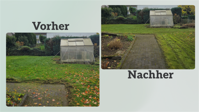 Gartenpflege - Vorher Nachher